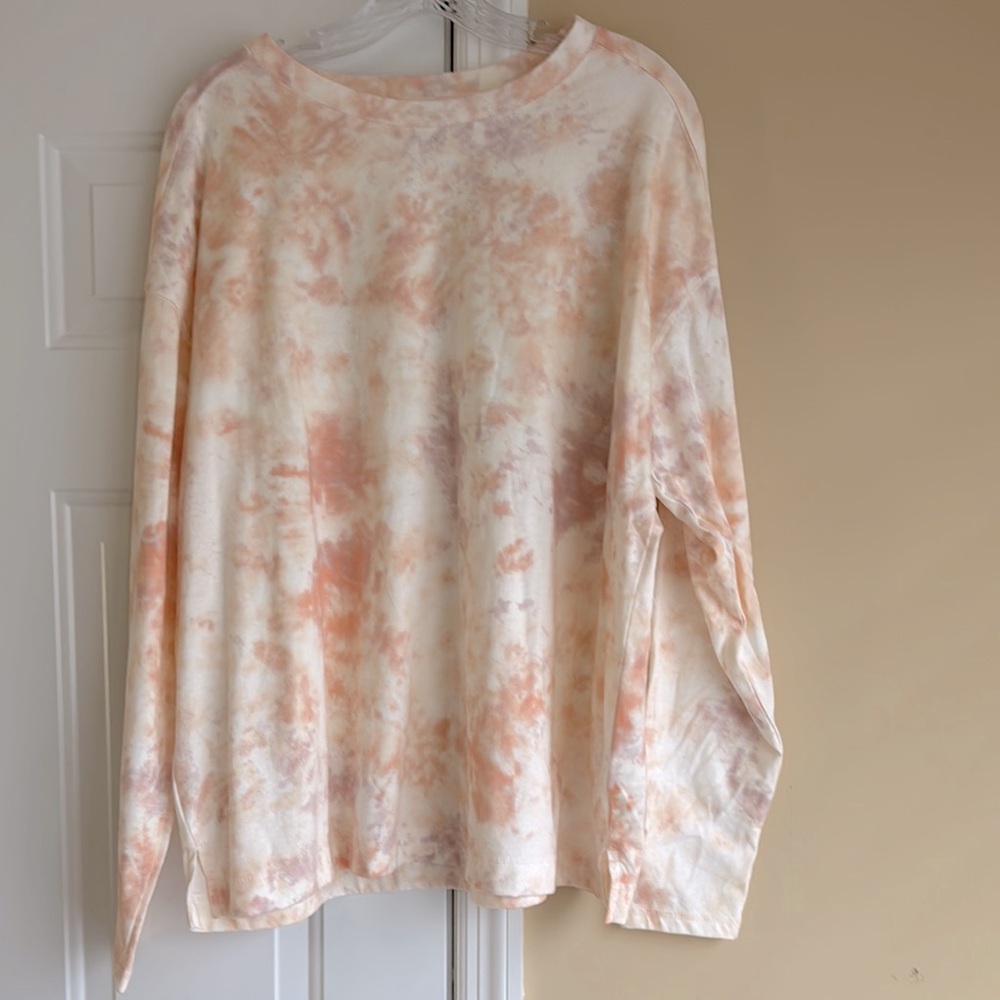 NWT OLD NAVY LONG SLEEVE TEE PINK/WHITE SIZE XL TALL